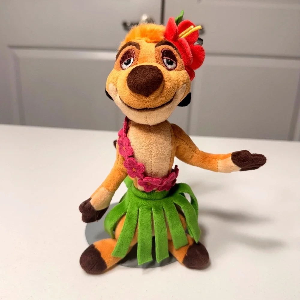 Disney Store The Lion King Timon Hula Plush Stuffed Animal Toy Luau 8 Inch